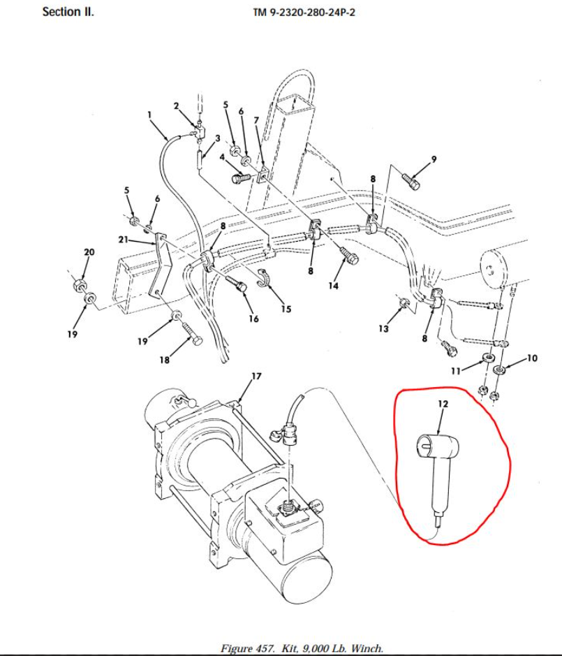 Handle Assembly 3 Pin Winch Control HMMWV